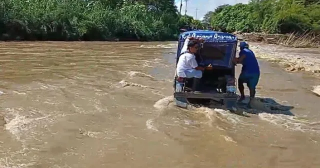 El personal de salud del caserío Talandracas también debe cruzar el rpio con ayuda de pobladores. Foto: captura/video/ Almendra Ruesta/ URPI/ La República - Video: Almendra Ruesta