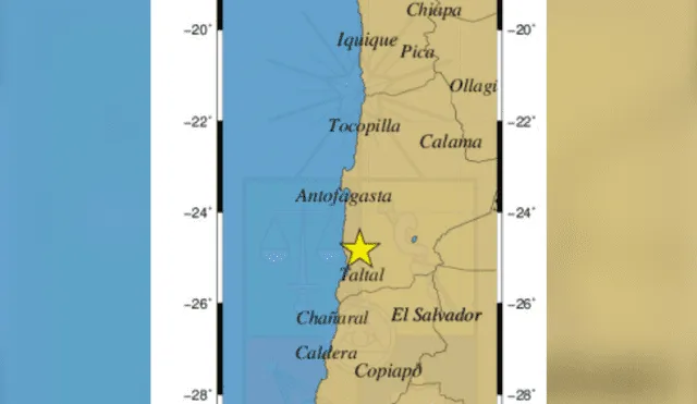 Sismo de 5.7 de magnitud se registró en Taltal. Foto: CSN Chile/composiciónLR