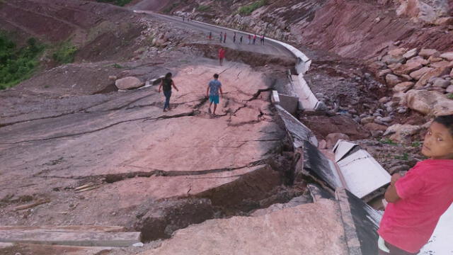 Plataforma de la carretera Bagua Grande-Pedro Ruiz también se vio afectada. Foto: Gilber Genaro Mayer Huaya / Facebook