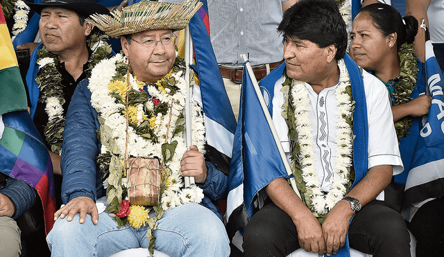 Enfrentados. Presidente Luis Arce y Evo Morales en La Paz.