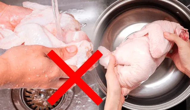 Lavar el pollo antes de cocinarlo puede contribuir a la proliferación de gérmenes y bacterias, según expertos en seguridad alimentaria. Foto: composición LR/ Avicultura/Wiki How