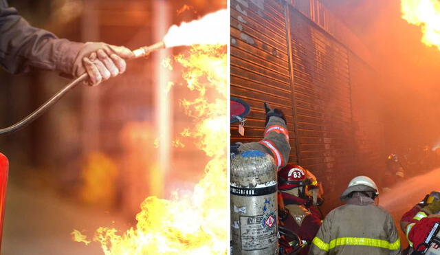 Por qué no debemos usar el extintor para una persona en llamas | Foto: Composición GLR/ProSafety Perú/Andina