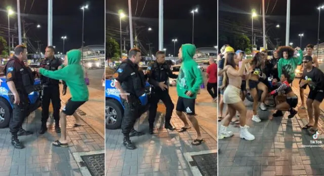 Tiktoker le juega una broma a agentes del orden y se vuelve viral. Foto: composición LR/captura de TikTok