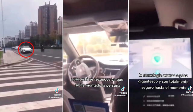 Muestra carro sin conductor en China  y se vuelve viral en TikTok. Foto: composición LR/ captura de TikTok