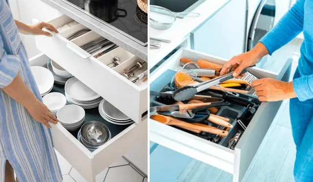 Conoce qué utensilios de cocina nunca debes almacenar en la estantería de tu cocina. Foto: composición LR/Hogarmania/El Confidencial
