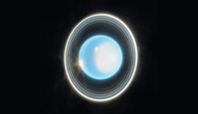 Imagen de Urano tomada por el telescopio espacial James Webb. Foto: NASA