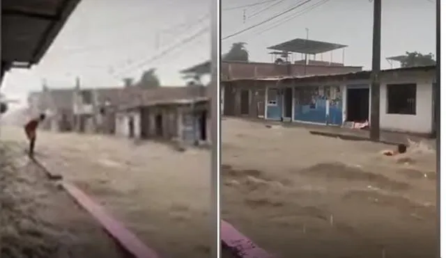 Intensas lluvias se registran en Chulucanas. Foto: captura de video: Noticias Piura 3.0