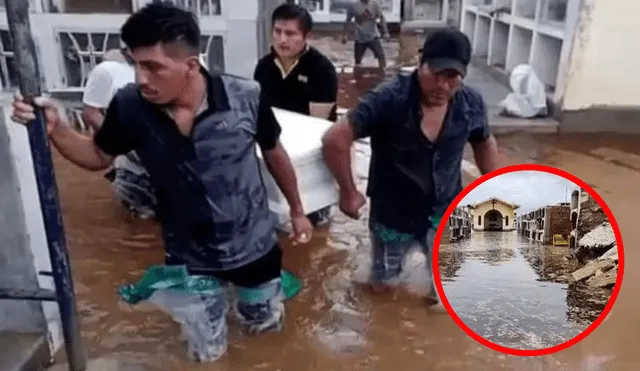 El distrito de Túcume solo tiene un cementerio. Vecinos exigen que las autoridades los ayuden con motobombas para drenar las aguas. Foto: composición LR/Chiclayo noticias/Facebook - Video: Digital GO / Facebook.