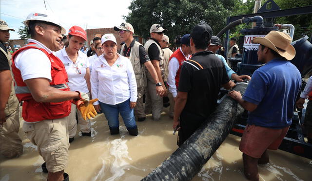 Dina Boluarte supervisó los trabajos en Piura. Foto: PCM