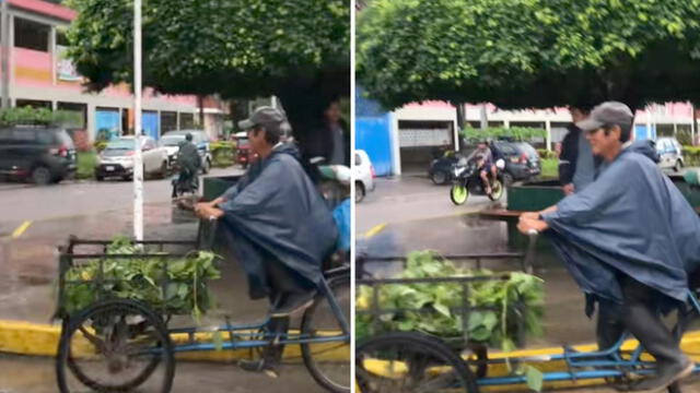 Hombre y su can pasean felices por las calles de Tingo María. Foto: Captura TikTok