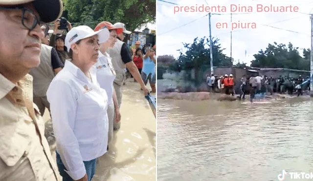 Dina Boluarte tuvo que hacer oídos sordos en Piura. Foto: composición LR/capturas de SEPRES/TikTok/@El_Aprendiz_Jurídico