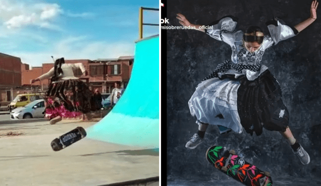 Mujer skater es elogiada por usuarios en redes sociales. Foto: composición LR/ captura de TikTok