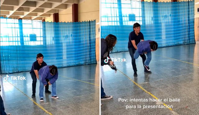 Un grupo de escolares intentaron hacer un paso de baile. Foto: composición LR/captura/milibz0/TikTok - Video: milibz0/TikTok