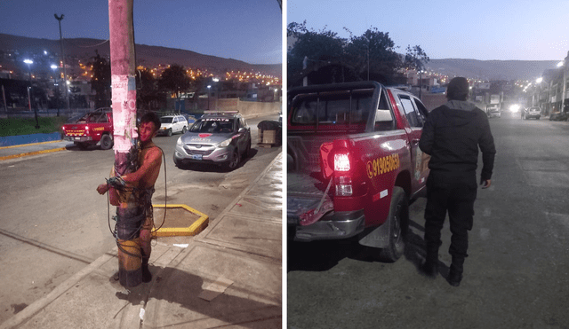 Agentes de la PNP rescataron al acusado de robo antes de que los moradores lo quemen vivo. Foto: composición LR / difusión