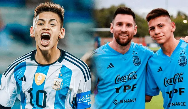Claudio Echeverri tiene como ídolo a Lionel Messi y a Juan Fernando Quintero. Foto: Composición GLR / EFE / Instagram Claudio Echeverri