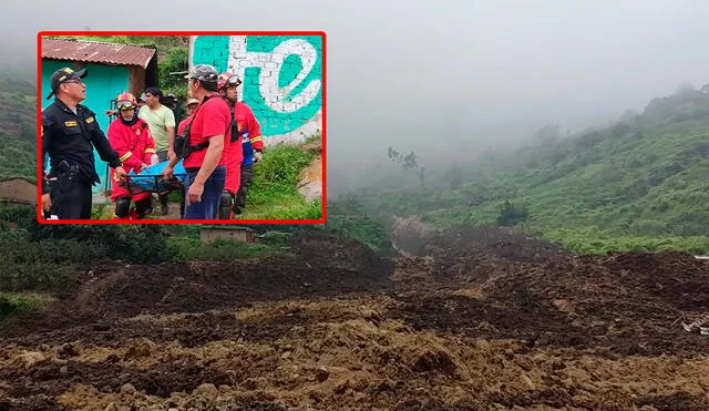 Terrenos cedieron ante las constantes lluvias y activación de la quebrada La Perla. Foto: composición LR/HITV Noticias