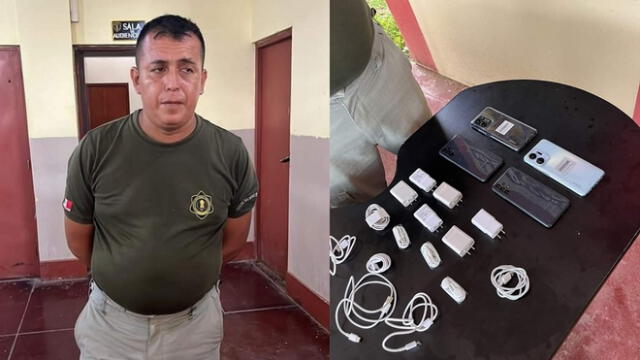 Trabajador es descubierto cuando ingresaba celulares para reclusos. Foto: PNP