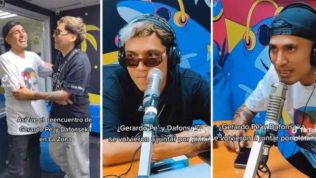 Los jóvenes influencers se presentaron en un programa de Radio La Zona para comentar sobre su reciente aparición viral. Foto: composición LR/capturas de TikTok/@RadioLaZona