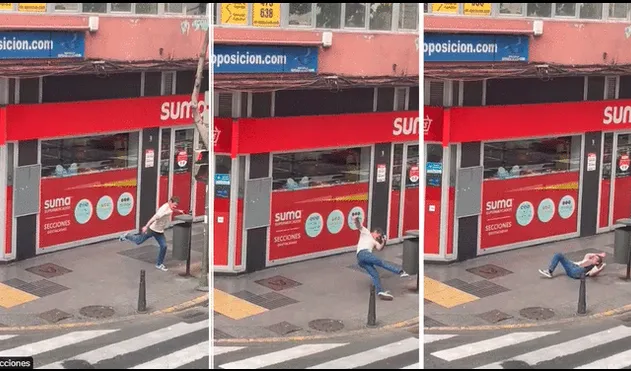 Cada vez que lanzaba una patada, el hombre caía al piso. Foto: composición LR/captura de TikTok/@Elguayaoo