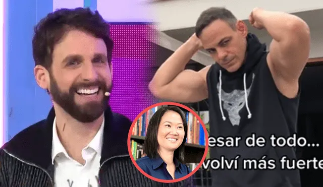 Rodrigo González mencionó a Keiko Fujimori mientras comentaba el cambio físico de Mark Vito. Foto: composición/captura Willax/Keiko Fujimori/Facebook/TikTok - Video: Willax