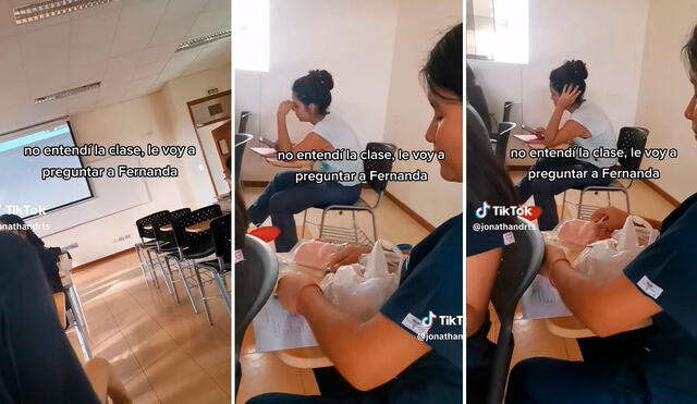 Video es viral en redes sociales ante singular escena en la universidad. Foto: composición LR/captura/@jonathandrts/TikTok