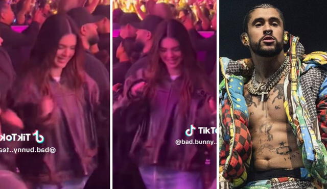 Kendall Jenner estuvo en las primeras filas viendo el show de Bad Bunny en Coachella. Foto: composición LR/ Capturas de TikTok/ El Universal - Video: Tiktok/ badb.bunny.tea