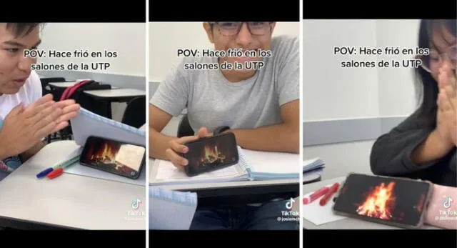 Usuarios confirman que en las aulas de la UTP hace mucho frío. Foto: composición LR/ captura TikTok