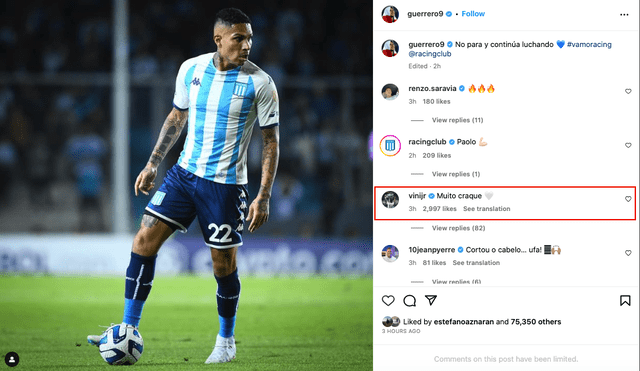 Post de Paolo Guerrero en redes sociales. Foto: Instagram/Paolo Guerrero.   