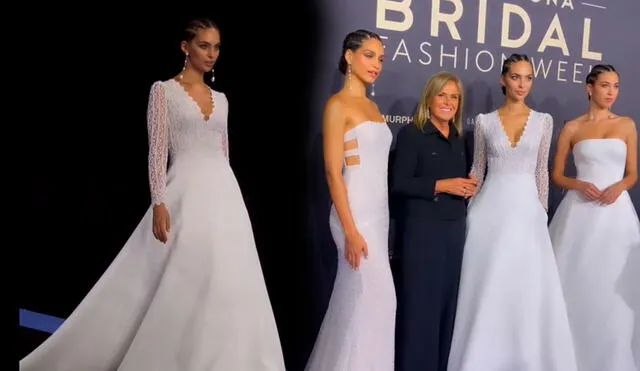 La modelo Natalie Vértiz impactó con un imponente vestido blanco en el "Bridal Fashion Week 2023" en Barcelona. Foto: composición/LR/captura de Instagram-Natalie Vértiz