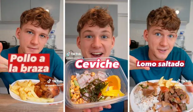 El joven extranjero quedó fascinado con la diversidad culinaria del Perú. Foto: composición LR / capturas de TikTok / @alemancito09