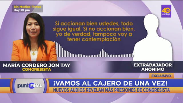 Audio de María Cordero fue grabado el 29 de agosto del 2022. Foto: Punto Final - Video: Latina