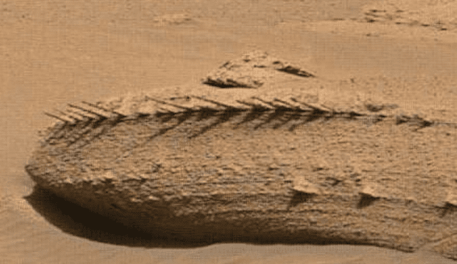 El rover Curiosity captó en Marte una formación parecida a una 'columna vertebral'. Foto: NASA