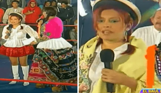 Magaly Medina usó polleras para recibir a las 'mamachas' luchadoras en su programa número mil. Foto: composición LR/ATV - Video: ATV