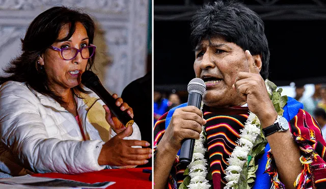 El jefe del MAS, Evo Morales, se refirió a la mandataria Dina Boluarte en Twitter. Foto: composición LR/AFP