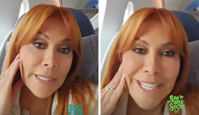 Magaly Medina subió un video desde el avión en el que se dirigía a España. Foto: composición LR / captura de Instagram / Magaly Medina -  Video: Instagram / Magaly Medina