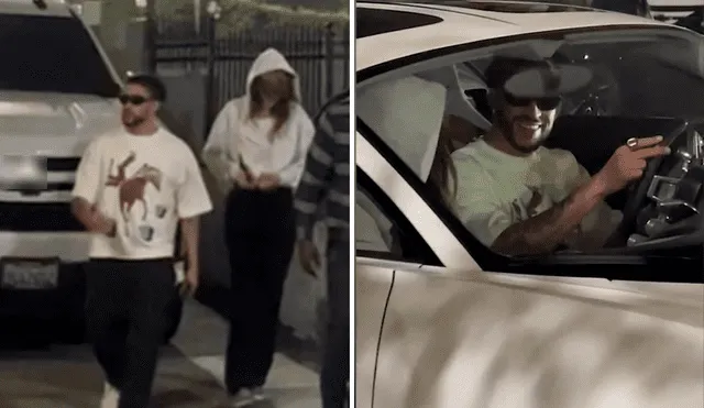 Bad Bunny y Kendall Jenner se lucen en auto de lujo en Estados Unidos. Foto: composición LR/captura de TikTok/@igramss. Video: TikTok