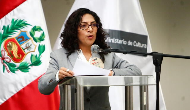 Leslie Urteaga, ministra de Cultura, dijo que bono tenía como fin apoyar a artistas afectados por las protestas de diciembre de 2022. Foto: Ministerio de Cultura