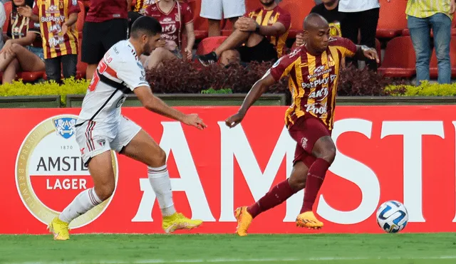 Tolima no pudo ante Sao Paulo y perdió la chance de ser líder del grupo D de la Conmebol Sudamericana. Foto: Deportes Tolima