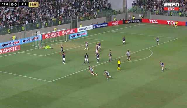 Atlético Mineiro marcó el 1-0 ante Alianza Lima en los primeros minutos del segundo tiempo. Foto: captura ESPN