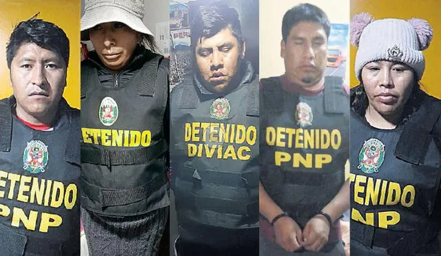 Detenidos. Policía detuvo a cinco presuntos delincuentes autores de varios crímenes. Foto:  PNP