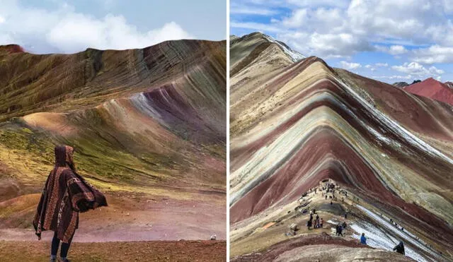 Palccoyo cuenta con una cordillera con diferentes colores tales como rosado, blanco, morado y lavanda, debido a los minerales que forman parte de su estructura. Foto: Composición La República/Peru Travel/Exploor Travel