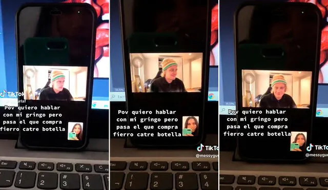 La muchacha peruana solo atinó a reírse mientras que su novio se quedó en shock. Foto: composición LR / capturas de TikTok / @messygurlaf