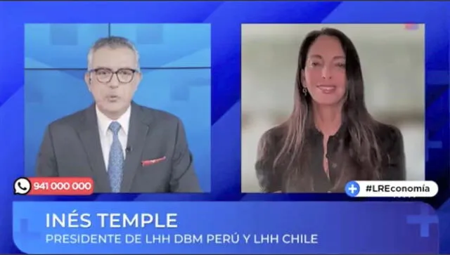 Inés Temple, presidente de LHH DBM Perú y LHH Chile, entrevistada en LR+ Economía. Foto: Captura.