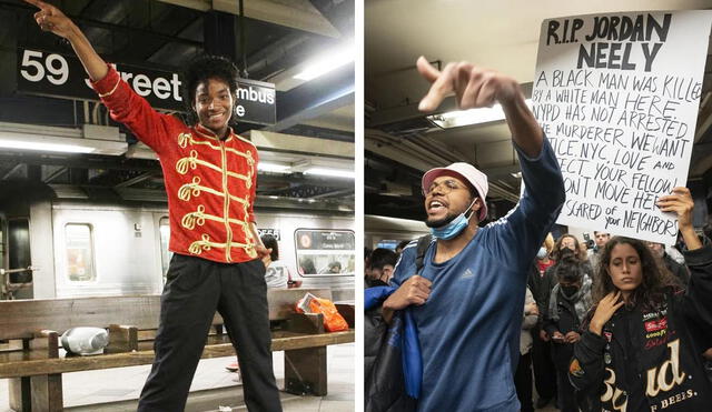 El joven imitador murió asfixiado en un vagón del metro de Nueva York. Foto: composición LR/New York Daily News/Axios