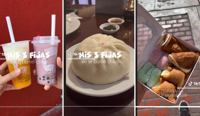 El Barrio Chino tiene diversos restaurantes con snacks y comidas chinas que llamarán la atención a más de un transeúnte. Foto: Composición La República/Captura placeresculpososblog/Tik Tok