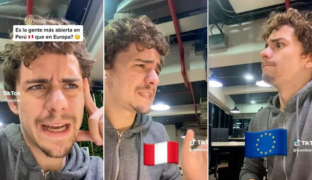 A través de una dramatización, el español explicó cuál es la diferencia entre peruanos y europeos. Foto: composición LR / capturas de TikTok / @danibonitok