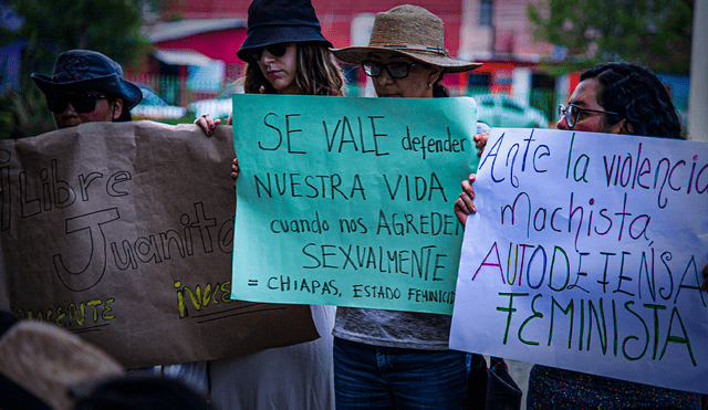 "¡Basta ya de violaciones sexuales!" y "Juanita defendió su vida" fueron algunas consignas que plasmaron en pancartas. Foto: EFE