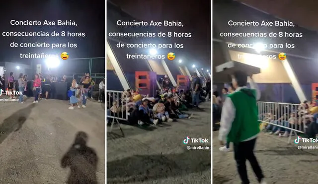 Exhaustos. Así terminaron los que gozaron en el concierto de Axé Bahía. Foto: composición LR / capturas de TikTok / @mirellanie