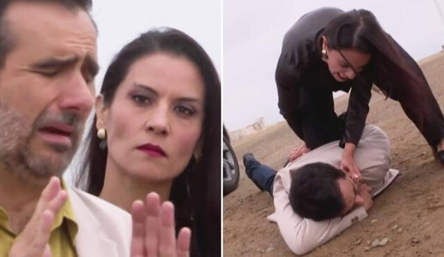 Claudia trató de la peor manera a Diego Montalbán tras secuestrarlo por unos minutos de infarto, en "Al fondo hay sitio". Foto: composición LR/América TV - Video: América TV