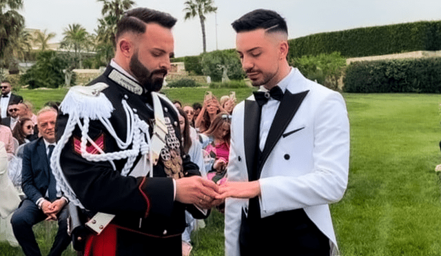 La boda de Giuseppe Pezzuto y Angelo Orlando marcó la historia de Italia. Foto: Clarín
